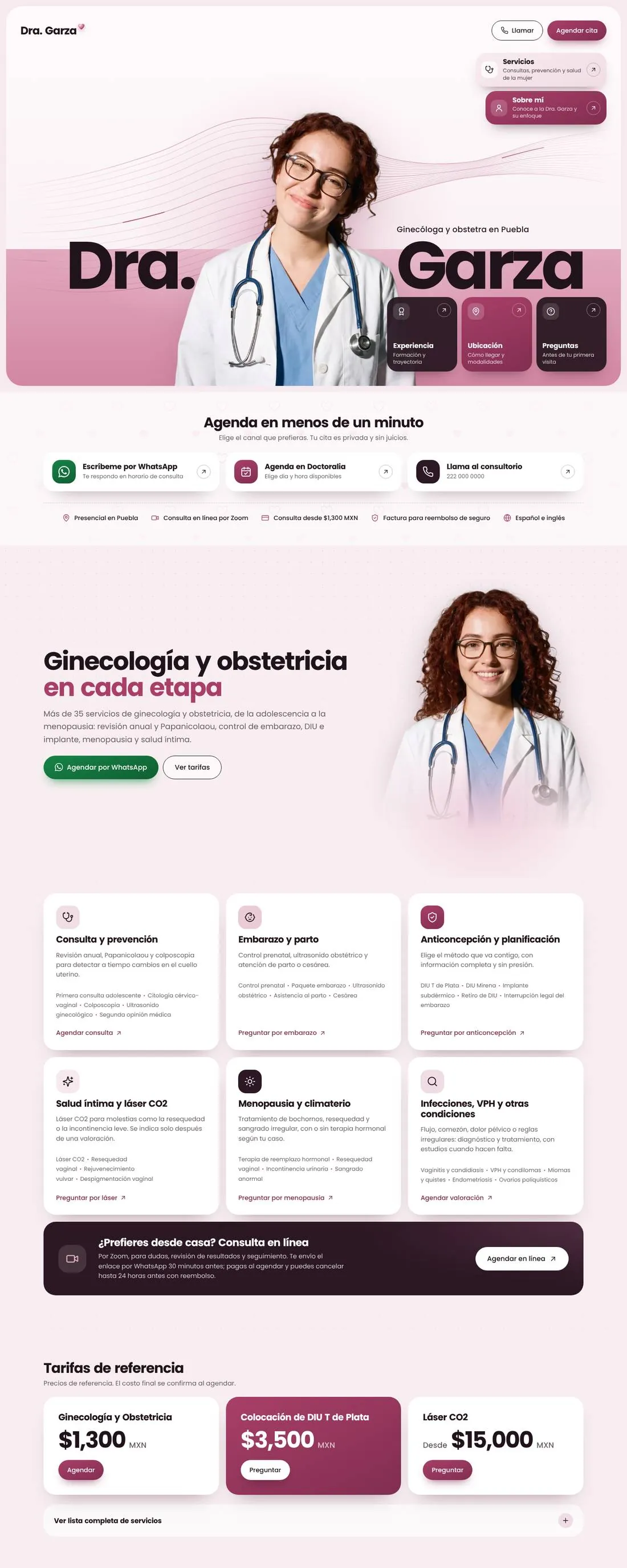 Sitio de la Dra. Mariel Garza en computadora