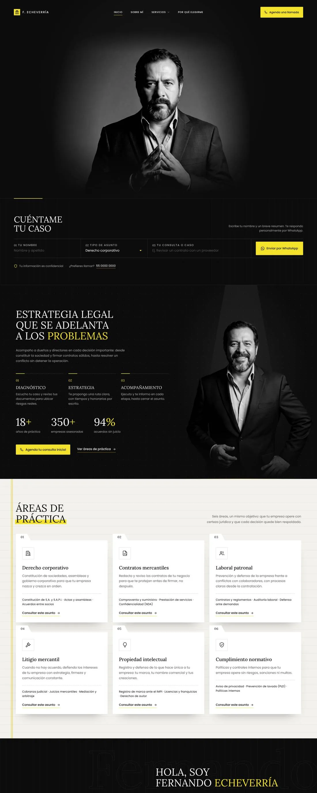 Sitio del Lic. Fernando Echeverría en computadora
