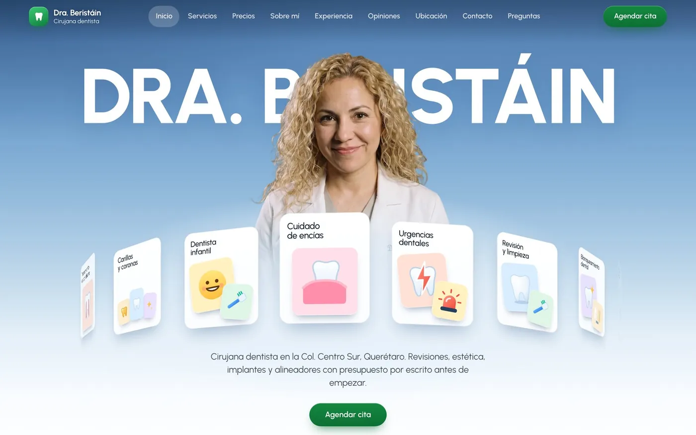 Sitio web de la Dra. Beristáin en computadora